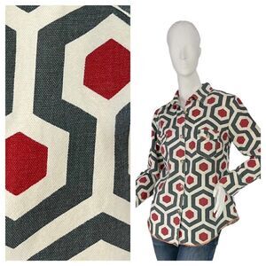 Utility Canvas of New York Cotton Canvas Shirt Geometric Red Blue pattern Size S